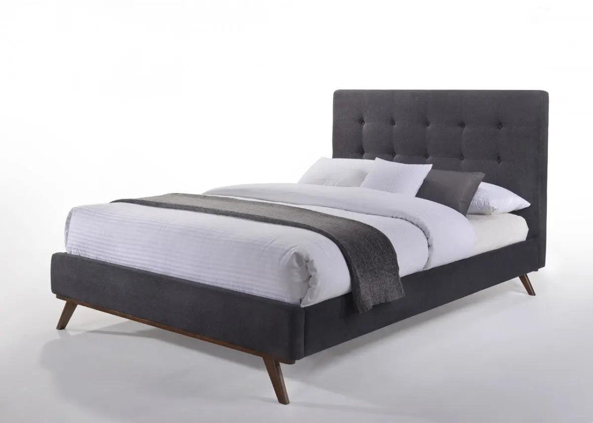 Vig Furniture - Modrest Addison Mid-Century Modern Grey Fabric & Walnut Bed - Vgmabr-38-Bed