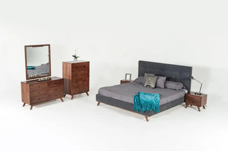 Vig Furniture - Modrest Addison Mid-Century Modern Grey & Walnut Bedroom Set - Vgmabr-38-Set