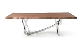 Modrest Addy Modern Walnut & Stainless Steel Dining Table Vgvct1301S-24
