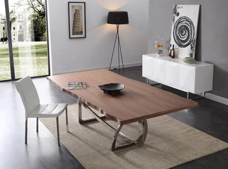 Vig Furniture - Modrest Addy Modern Walnut & Stainless Steel Dining Table - Vgvct1301S-24