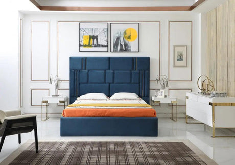 Vig Furniture - Modrest Adonis - Modern Blue Fabric Bed - Vgvcbd096-19