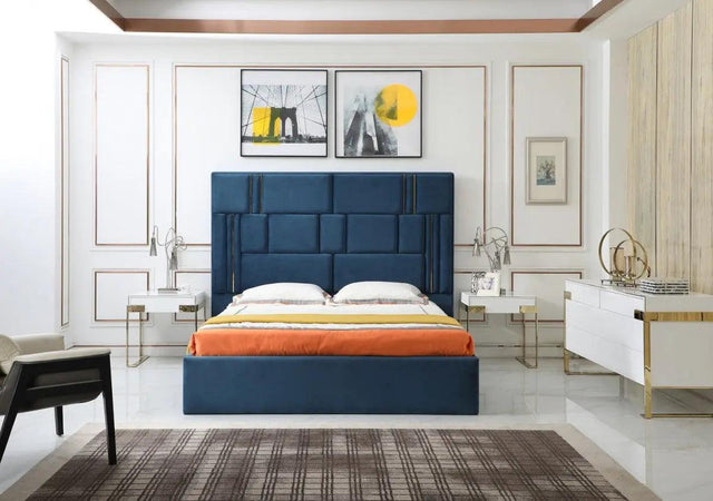 Vig Furniture - Modrest Adonis - Modern Blue Fabric Bed - Vgvcbd096-19