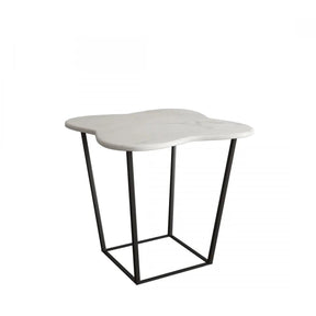 Modrest Aleidy White Marble Black Metal End Table Vggmm-Et-1578-Wht-Et