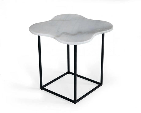 Vig Furniture - Modrest Aleidy White Marble Black Metal End Table - Vggmm-Et-1578-Wht-Et