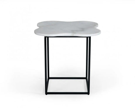 Vig Furniture - Modrest Aleidy White Marble Black Metal End Table - Vggmm-Et-1578-Wht-Et