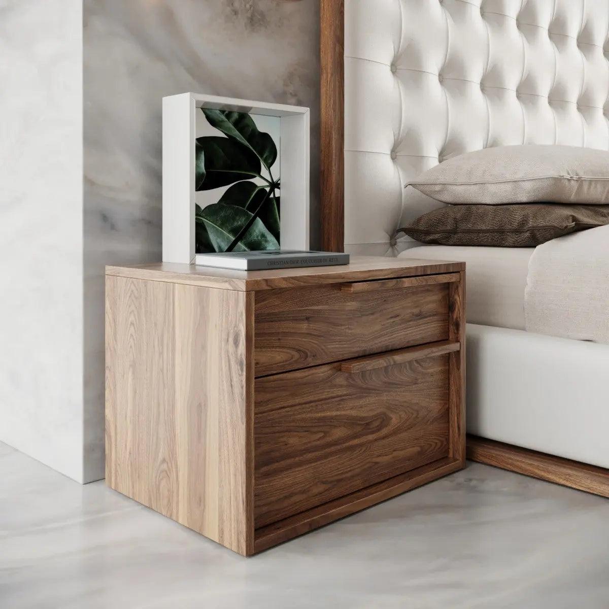 Vig Furniture - Modrest Amberlie Modern Walnut Nightstand - Vgmabr-96-Wal-Ns