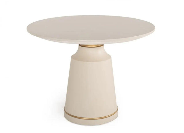 Vig Furniture - Modrest Ariana Modern Off-White Concrete & Brass Round Dining Table - Vglbdt100-02