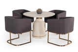 Vig Furniture - Modrest Ariana Modern Off-White Concrete & Brass Round Dining Table - Vglbdt100-02