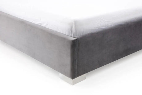 Vig Furniture - Modrest Audrey Modern Grey Velvet & Stainless Steel Bed - Vgvcbd1801-Gry