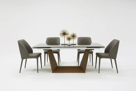 Vig Furniture - Modrest Babia Modern Smoked Glass & Walnut Extendable Dining Table - Vgnsgd8683-Smk