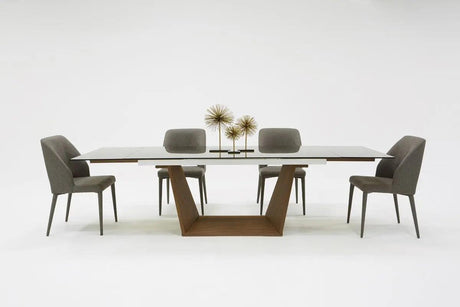 Vig Furniture - Modrest Babia Modern Smoked Glass & Walnut Extendable Dining Table - Vgnsgd8683-Smk