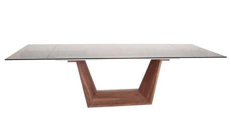 Vig Furniture - Modrest Babia Modern Smoked Glass & Walnut Extendable Dining Table - Vgnsgd8683-Smk