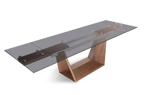 Vig Furniture - Modrest Babia Modern Smoked Glass & Walnut Extendable Dining Table - Vgnsgd8683-Smk