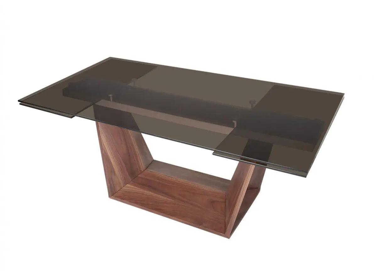 Vig Furniture - Modrest Babia Modern Smoked Glass & Walnut Extendable Dining Table - Vgnsgd8683-Smk