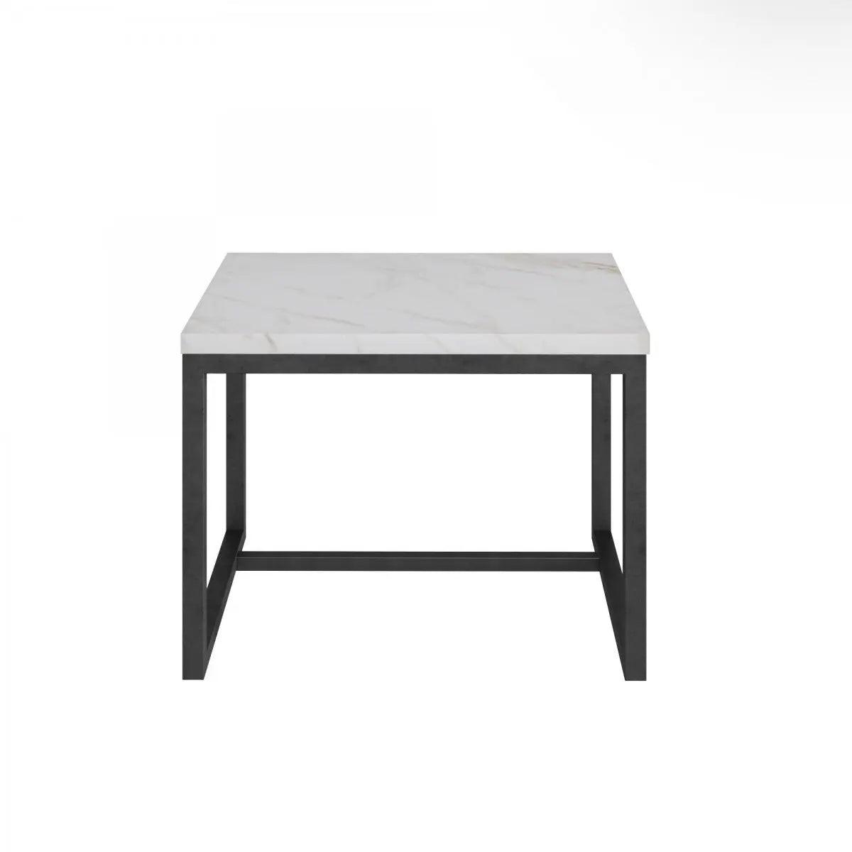 Vig Furniture - Modrest Baca White Marble Black Metal End Table - Vggmm-Et-1580-Wht-Et