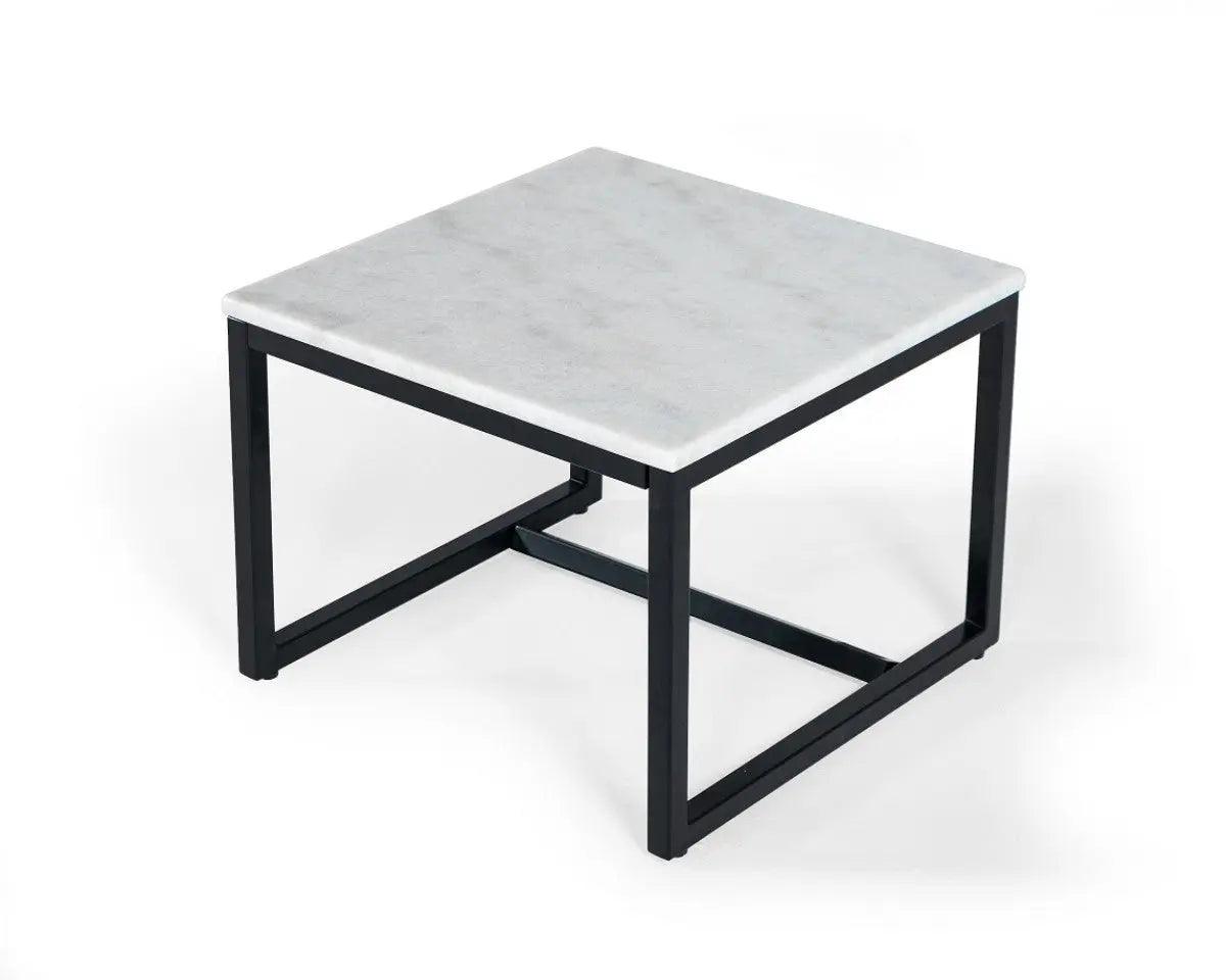 Vig Furniture - Modrest Baca White Marble Black Metal End Table - Vggmm-Et-1580-Wht-Et