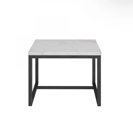 Vig Furniture - Modrest Baca White Marble Black Metal End Table - Vggmm-Et-1580-Wht-Et