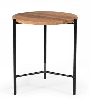 Modrest Bacone Industrial Oak And Black Iron End Table Vgaffv19-St1