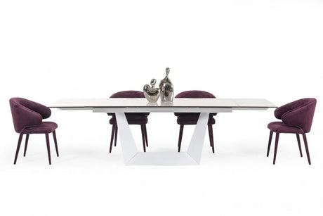 Vig Furniture - Modrest Baldwin - Modern White Ceramic Extendable Dining Table - Vgns-Gd8684-C