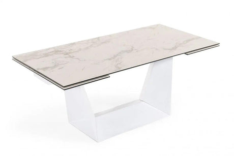 Vig Furniture - Modrest Baldwin - Modern White Ceramic Extendable Dining Table - Vgns-Gd8684-C