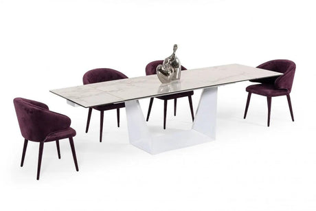 Vig Furniture - Modrest Baldwin - Modern White Ceramic Extendable Dining Table - Vgns-Gd8684-C