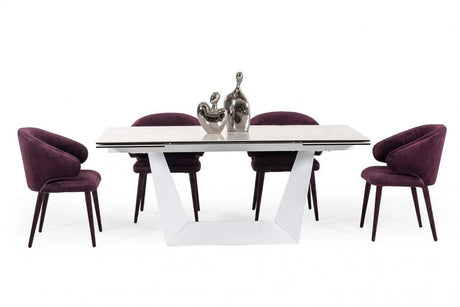 Vig Furniture - Modrest Baldwin - Modern White Ceramic Extendable Dining Table - Vgns-Gd8684-C