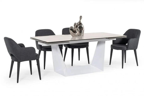 Vig Furniture - Modrest Baldwin - Modern White Ceramic Extendable Dining Table - Vgns-Gd8684-C