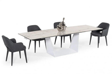 Vig Furniture - Modrest Baldwin - Modern White Ceramic Extendable Dining Table - Vgns-Gd8684-C