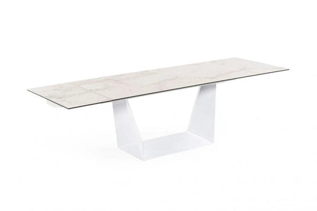 Vig Furniture - Modrest Baldwin - Modern White Ceramic Extendable Dining Table - Vgns-Gd8684-C