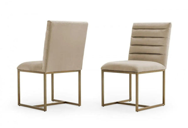 Vig Furniture - Modrest Barker Modern Beige & Brush Gold Dining Chair (Set Of 2) - Vggmdc-1251A-Dc