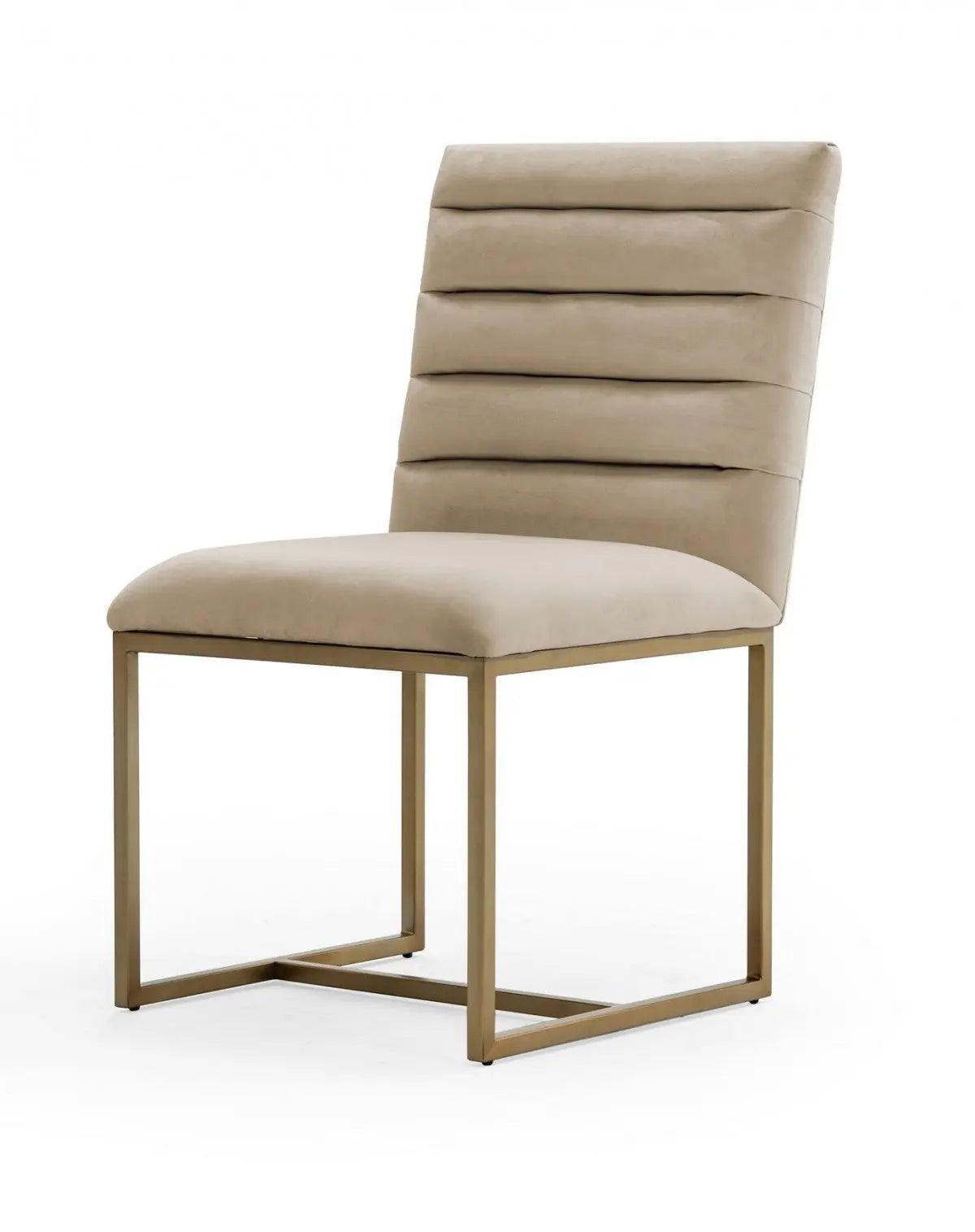 Vig Furniture - Modrest Barker Modern Beige & Brush Gold Dining Chair (Set Of 2) - Vggmdc-1251A-Dc