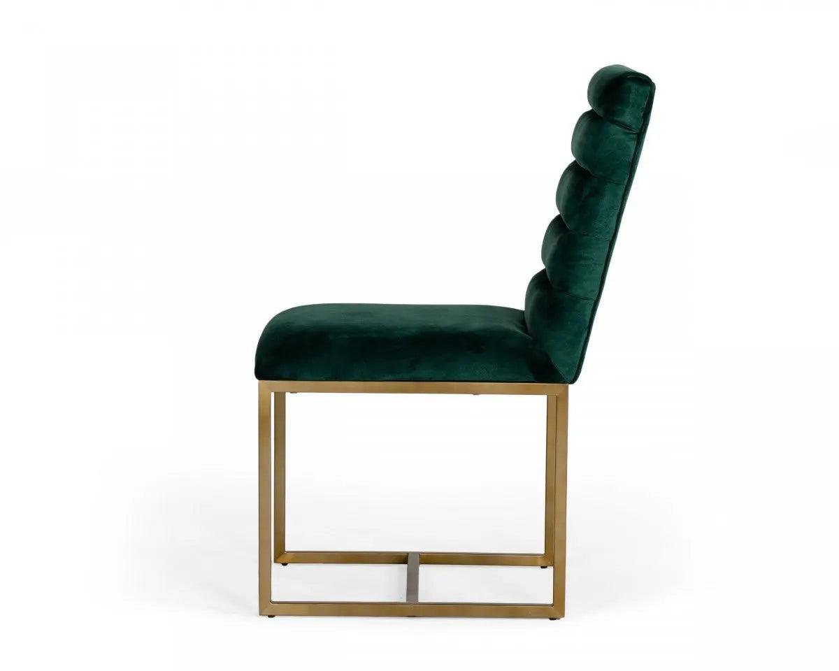 Vig Furniture - Modrest Barker - Modern Green & Brush Gold Dining Chair (Set Of 2) - Vggmdc-1251A-Grn