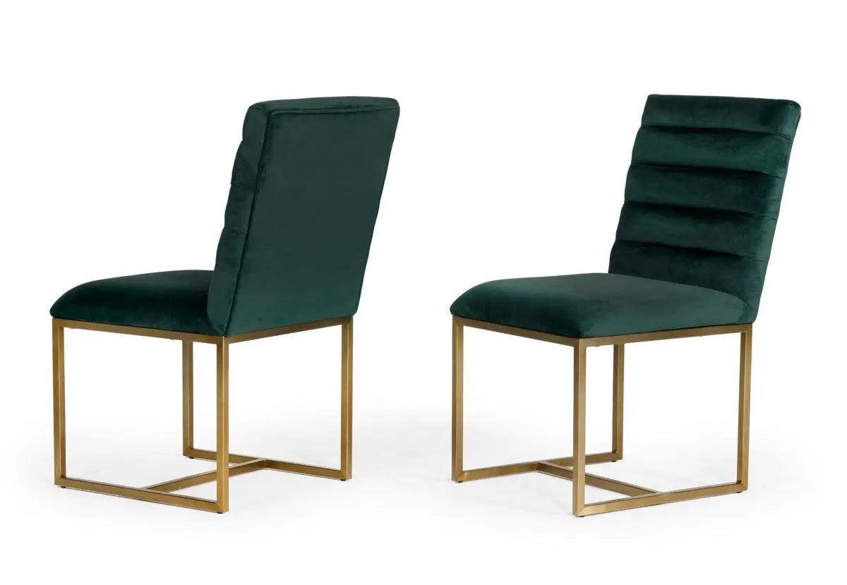 Vig Furniture - Modrest Barker - Modern Green & Brush Gold Dining Chair (Set Of 2) - Vggmdc-1251A-Grn