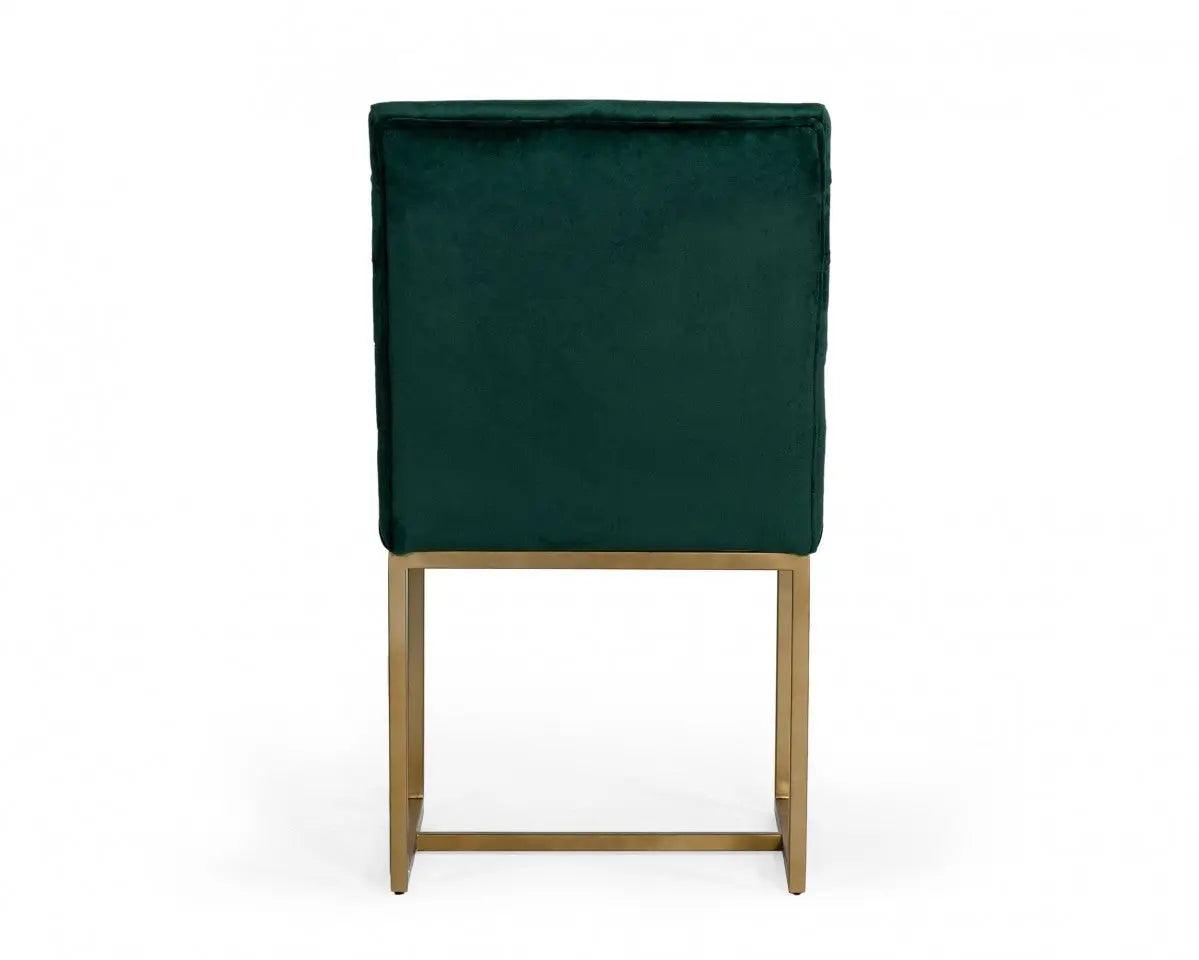 Vig Furniture - Modrest Barker - Modern Green & Brush Gold Dining Chair (Set Of 2) - Vggmdc-1251A-Grn