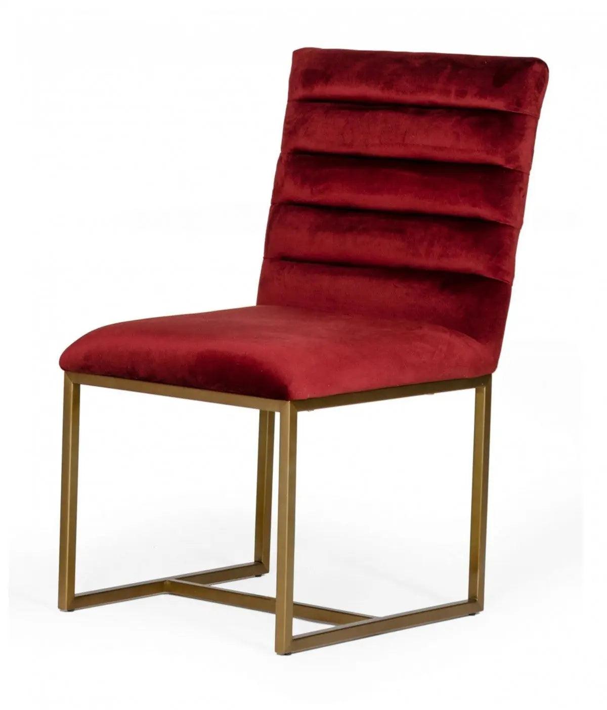 Vig Furniture - Modrest Barker - Modern Red & Brush Gold Dining Chair (Set Of 2) - Vggmdc-1251A