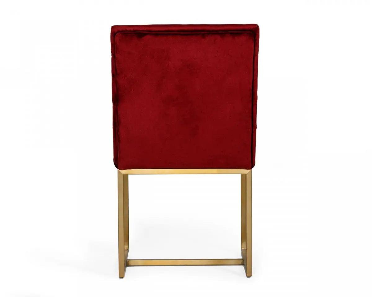 Vig Furniture - Modrest Barker - Modern Red & Brush Gold Dining Chair (Set Of 2) - Vggmdc-1251A