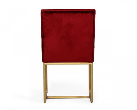 Vig Furniture - Modrest Barker - Modern Red & Brush Gold Dining Chair (Set Of 2) - Vggmdc-1251A