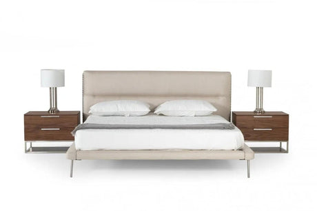 Vig Furniture - Modrest Bergeron - Contemporary Cream Woven Fabric Bed - Vgodzw-20107-Wht-Bed