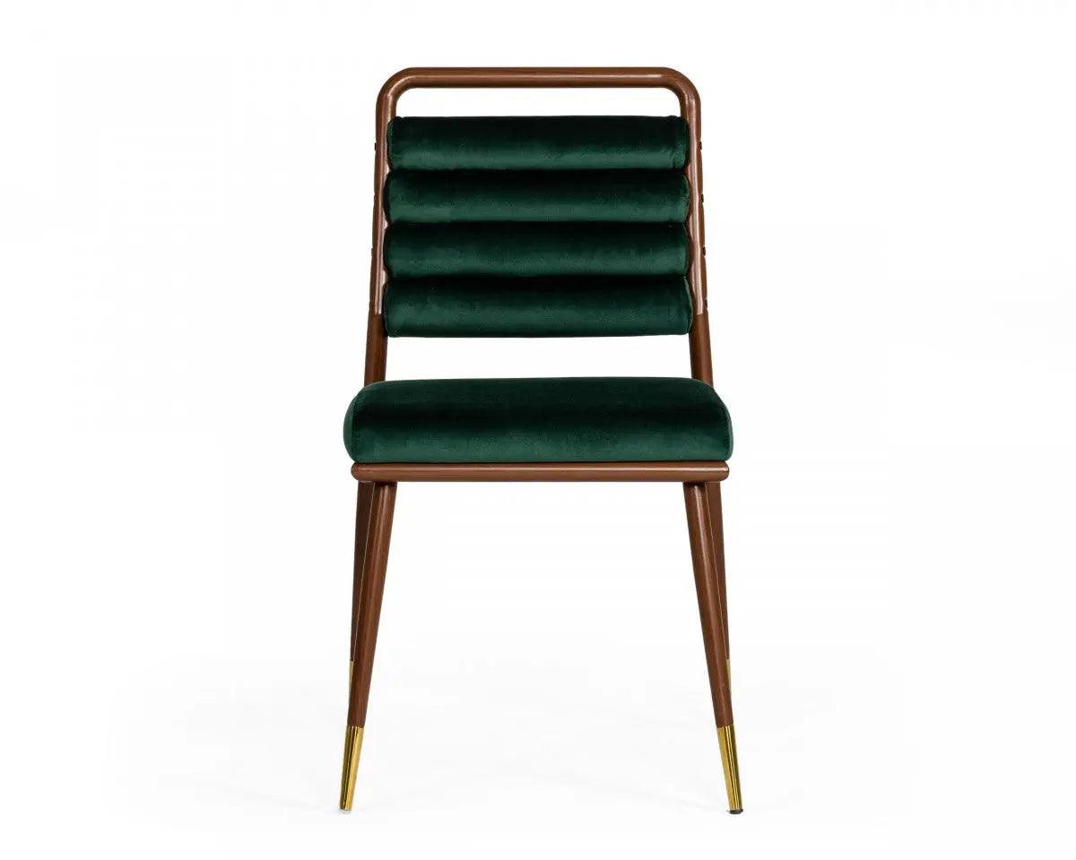 Vig Furniture - Modrest Biscay Modern Dark Green & Walnut Steel Dining Chair - Vgeumc-9697Ch-Grn