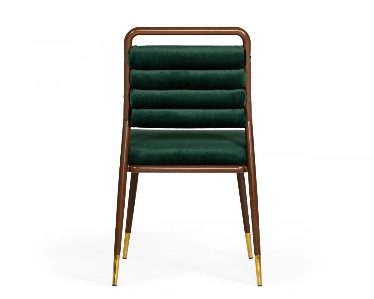 Vig Furniture - Modrest Biscay Modern Dark Green & Walnut Steel Dining Chair - Vgeumc-9697Ch-Grn