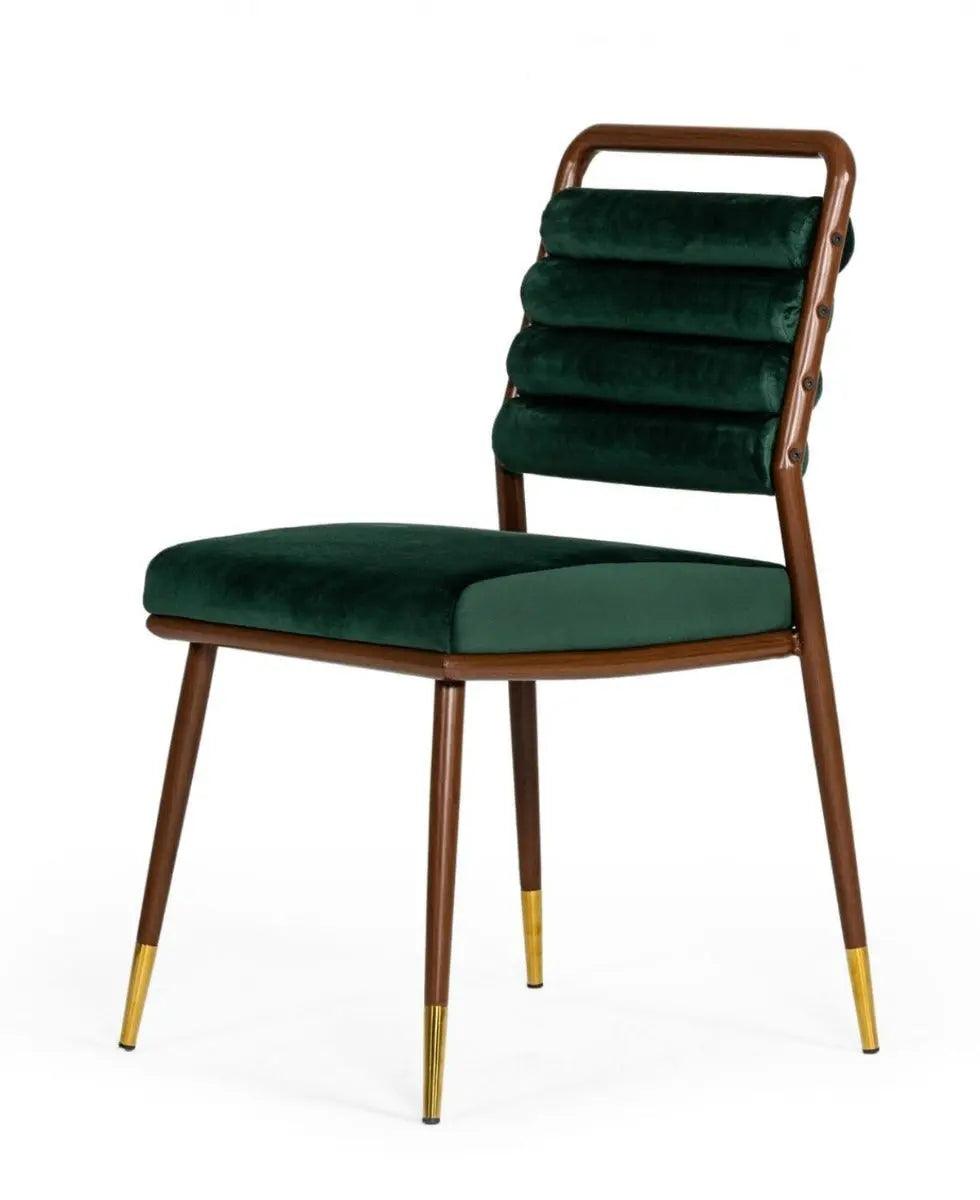 Vig Furniture - Modrest Biscay Modern Dark Green & Walnut Steel Dining Chair - Vgeumc-9697Ch-Grn