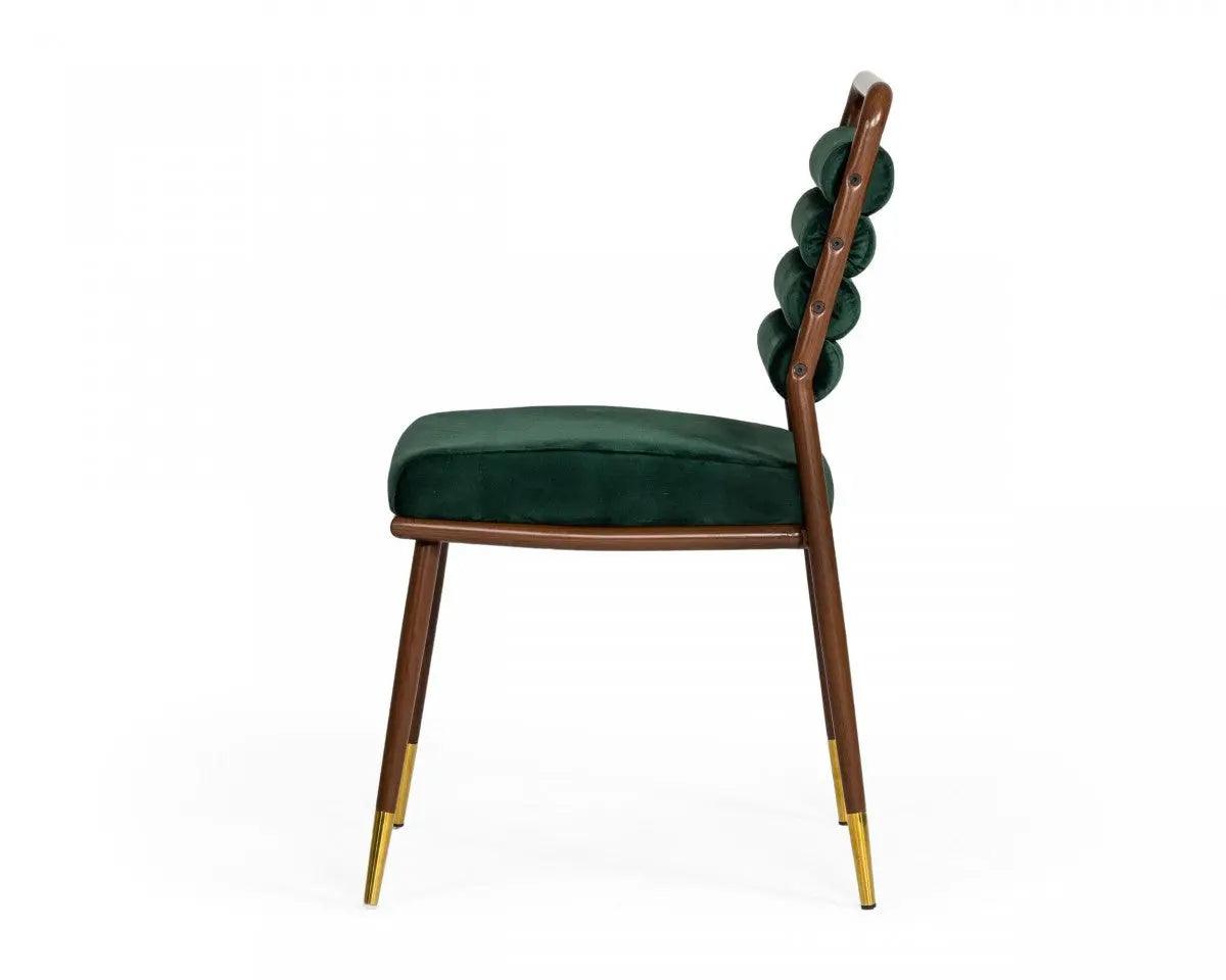 Vig Furniture - Modrest Biscay Modern Dark Green & Walnut Steel Dining Chair - Vgeumc-9697Ch-Grn