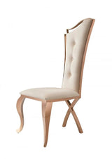 Vig Furniture - Modrest Bonnie Beige Velvet & Rose Gold Dining Chair (Set Of 2) - Vgzay906-Bei-Dc