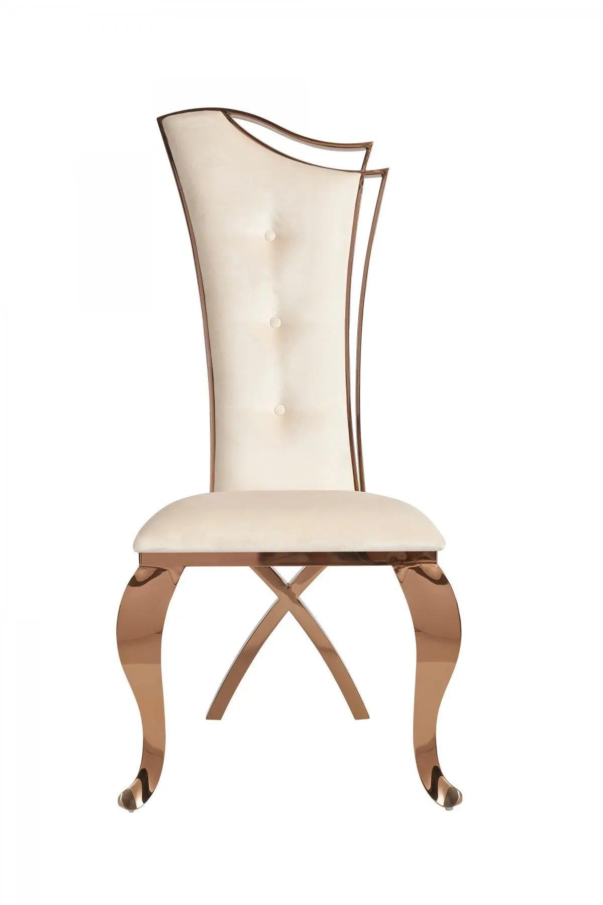 Vig Furniture - Modrest Bonnie Beige Velvet & Rose Gold Dining Chair (Set Of 2) - Vgzay906-Bei-Dc