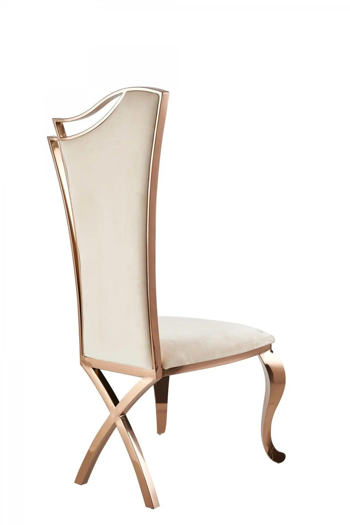 Vig Furniture - Modrest Bonnie Beige Velvet & Rose Gold Dining Chair (Set Of 2) - Vgzay906-Bei-Dc