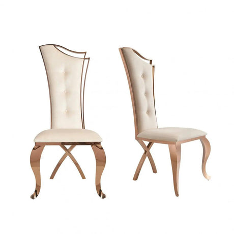 Vig Furniture - Modrest Bonnie Beige Velvet & Rose Gold Dining Chair (Set Of 2) - Vgzay906-Bei-Dc