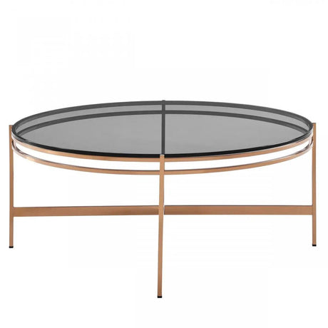 Vig Furniture - Modrest Bradford Modern Smoked Glass & Rosegold Coffee Table - Vgewct1011-3Aa-Ct