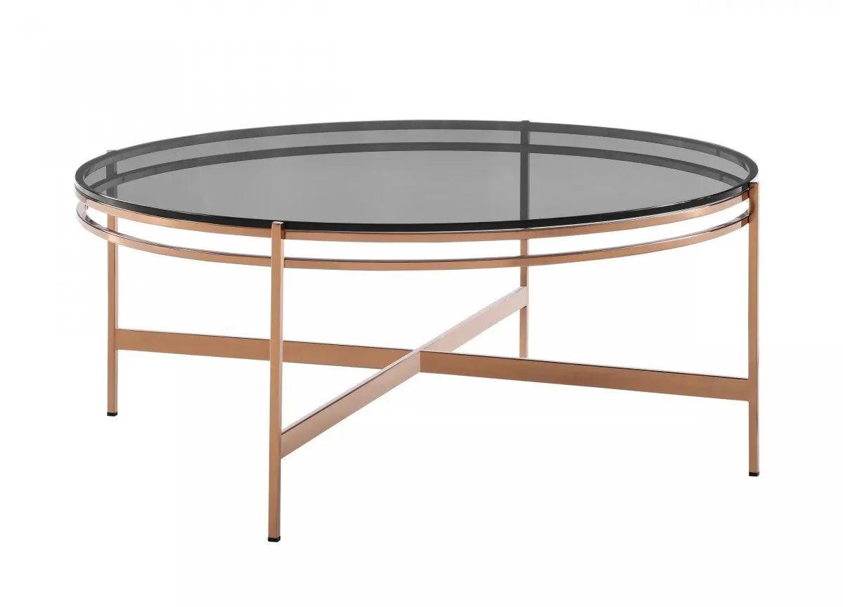 Vig Furniture - Modrest Bradford Modern Smoked Glass & Rosegold Coffee Table - Vgewct1011-3Aa-Ct