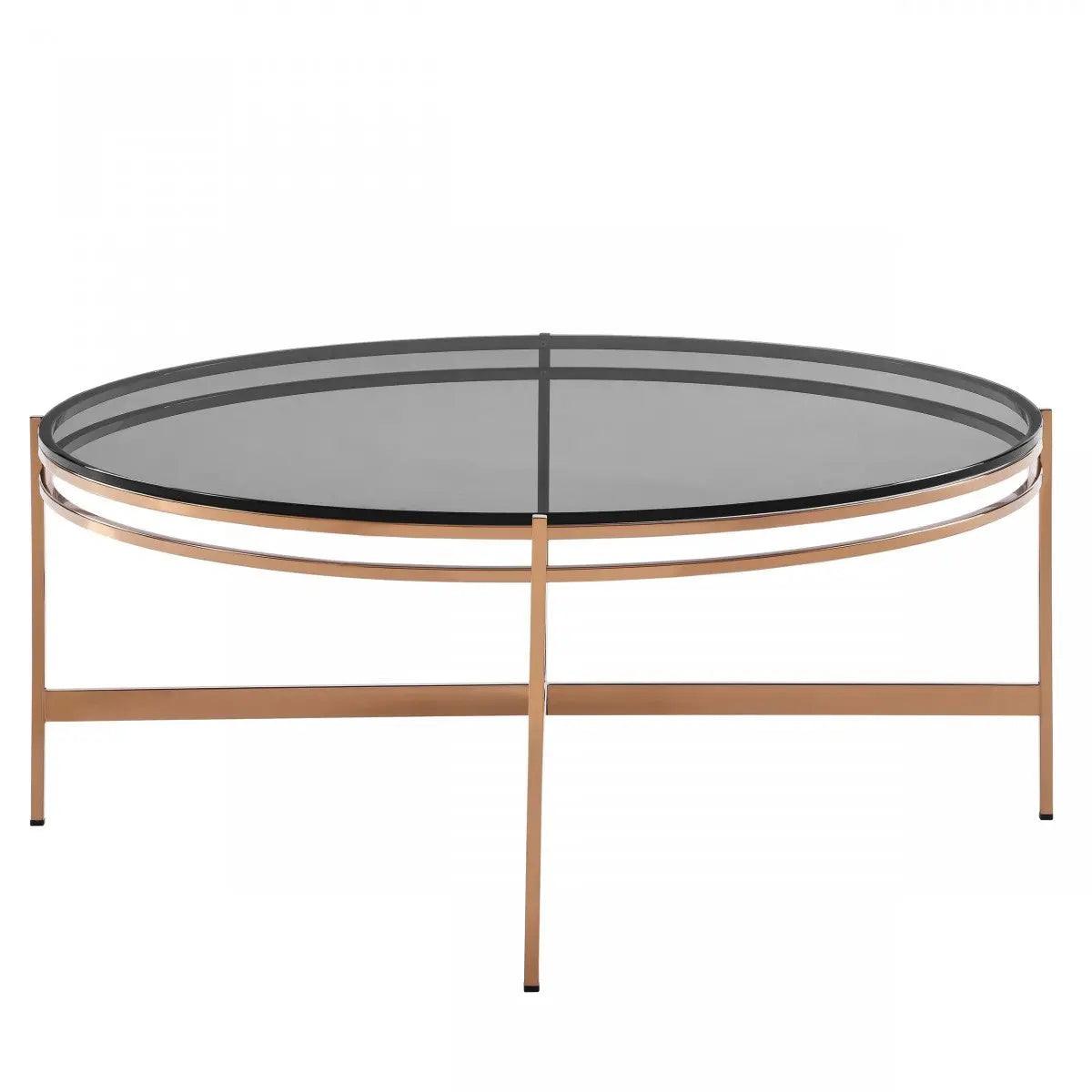 Vig Furniture - Modrest Bradford Modern Smoked Glass & Rosegold Coffee Table - Vgewct1011-3Aa-Ct