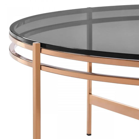 Vig Furniture - Modrest Bradford Modern Smoked Glass & Rosegold Coffee Table - Vgewct1011-3Aa-Ct